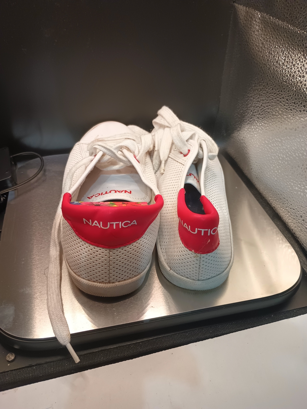 Nautica Women's White Sneakers with Red Heel Tabs